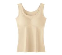 ZHAOMEI Gilet Invernale Donna Canotta Termica Senza Maniche da Donna con Scollo A V, Canotta Termica da Donna con Reggiseno Imbottito Incorporato, Canotta in Pile Spesso Tinta Unita per Il Freddo, C