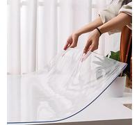 Zhaomi Pellicola Protettiva per Tavolo in PVC Trasparente, Tovaglia Trasparente con Bordo Smussato Impermeabile E Inodore da 0,8mm, Copertura Tovaglia Trasparente per Tavolino (65x130cm/26x51in)