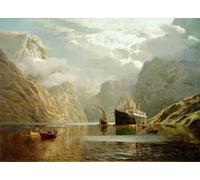 ZHAOSHAN Dipinti Famosi Immagini Moderni Parete Immagine Auguste en el Naeröfjord de Karl Paul Themistocles Von Eckenbrecher per la Decorazione Domestica dell'ufficio 60x90cm