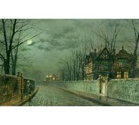 ZHAOSHAN Dipinti Famosi Immagini Moderni Parete Immagine Casa inglesa antigua A la luz de la luna después de la lluvia de Grimshaw per la Decorazione Domestica dell'ufficio 60x90cm