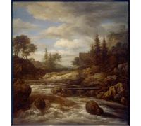 ZHAOSHAN Dipinti Famosi Immagini Moderni Parete Immagine Cascada de agua de Jacob Van Ruisdael per L'arredamento del Soggiorno 60x90cm