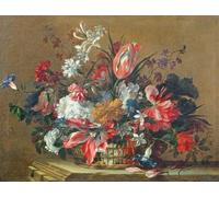 ZHAOSHAN Dipinti Famosi Immagini Moderni Parete Immagine Cesta de flores de Jean Baptiste Monnoyer per L'arredamento del Soggiorno 60x90cm