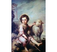 ZHAOSHAN Dipinti Famosi Immagini Moderni Parete Immagine El Buen Pastor de Bartolomé Esteban Murillo per la Decorazione Domestica dell'ufficio 60x90cm