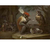 ZHAOSHAN Dipinti Famosi Immagini Moderni Parete Immagine El truco del mono de David Teniers el per la Decorazione Domestica dell'ufficio 60x90cm