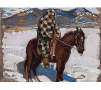 ZHAOSHAN Dipinti Famosi Immagini Moderni Parete Immagine Indio a caballo en la nieve de Akseli Gallen kallela per la Decorazione Domestica dell'ufficio 60x90cm