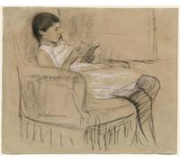 ZHAOSHAN Dipinti Famosi Immagini Moderni Parete Immagine la hija del artista Käthe leyendo en una silla de Max Liebermann per la Decorazione Domestica dell'ufficio 60x90cm