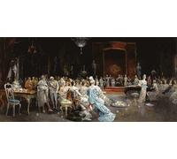 ZHAOSHAN Dipinti Famosi Immagini Moderni Parete Immagine L'ence Davanti a Ferdinando Di Spagna E Alla Sua Regina Eugenio Lucas Villamil per la Decorazione Domestica dell'ufficio 60x90cm