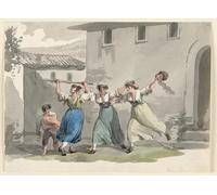 ZHAOSHAN Dipinti Famosi Immagini Moderni Parete Immagine Lucha de Mujeres en de Bartolomeo Pinelli per L'arredamento del Soggiorno 60x90cm