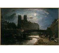ZHAOSHAN Dipinti Famosi Immagini Moderni Parete Immagine Notre Dame De Paris Au Clair De Lune de Johan Barthold Jongkind per L'arredamento del Soggiorno 60x90cm