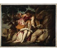 ZHAOSHAN Dipinti Famosi Immagini Moderni Parete Immagine Representación de María Magdalena con un ángel de Veronese per L'arredamento del Soggiorno 60x90cm
