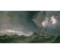 ZHAOSHAN Dipinti Famosi Immagini Moderni Parete Immagine Tormenta en el mar de Willem Van De Velde el per la Decorazione Domestica dell'ufficio 60x90cm