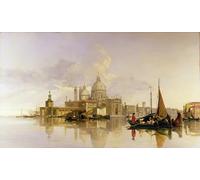 ZHAOSHAN Dipinti Famosi Immagini Moderni Parete Immagine Venecia con la Dogana y la Iglesia de María de William Muller per la Decorazione Domestica dell'ufficio 60x90cm