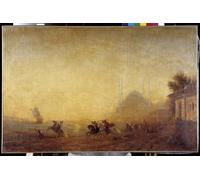 ZHAOSHAN Dipinti Famosi Poster D'epoca Parete Immagine del Muro a orillas del Bósforo se ve la basílica de Hagia Sophia de Félix Ziem per la Decorazione Domestica dell'ufficio 60x90cm
