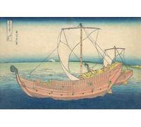 ZHAOSHAN Dipinti Famosi Poster D'epoca Parete Immagine del Muro Barcos en el mar frente a Kazusa De la serie de Katsushika Hokusai per la Decorazione Domestica dell'ufficio 60x90cm