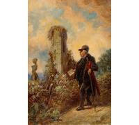ZHAOSHAN Dipinti Famosi Poster D'epoca Parete Immagine del Muro el cura rural con el breviario de Carl Spitzweg per L'arredamento del Soggiorno 60x90cm