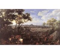 ZHAOSHAN Dipinti Famosi Poster D'epoca Parete Immagine del Muro el ejército de Luis XIV frente a Tournai por Frans Van Der Meulen per L'arredamento del Soggiorno 60x90cm
