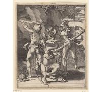 ZHAOSHAN Dipinti Famosi Poster D'epoca Parete Immagine del Muro Hércules en combate con la Hidra de Lerna de Jacopo Caraglio per la Decorazione Domestica dell'ufficio 60x90cm