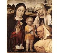 ZHAOSHAN Dipinti Famosi Poster D'epoca Parete Immagine del Muro La Dama y el Niño Santa Catalina y el Beato Stefano Maconi de Ambrogio Borgognone per L'arredamento del Soggiorno 60x90cm