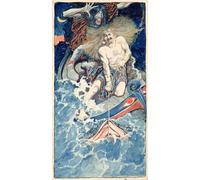 ZHAOSHAN Dipinti Famosi Poster D'epoca Parete Immagine del Muro La pesca de Thor y Hymir de Howard Pyle per L'arredamento del Soggiorno 60x90cm