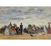 ZHAOSHAN Dipinti Famosi Poster D'epoca Parete Immagine del Muro La playa de Trouville de Eugene Louis Boudin per la Decorazione Domestica dell'ufficio 60x90cm