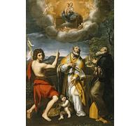 ZHAOSHAN Dipinti Famosi Poster D'epoca Parete Immagine del Muro la Señora de Loreto apareciendo a Bautista de Domenichino per la Decorazione Domestica dell'ufficio 60x90cm