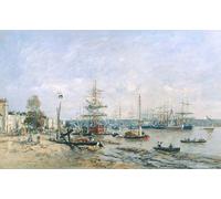 ZHAOSHAN Dipinti Famosi Poster D'epoca Parete Immagine del Muro Muelle y puerto de Burdeos por Eugene Louis Boudin per la Decorazione Domestica dell'ufficio 60x90cm