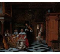 ZHAOSHAN Dipinti Famosi Poster D'epoca Parete Immagine del Muro Retrato de una familia tocando música de Pieter De Hooch per la Decorazione Domestica dell'ufficio 60x90cm