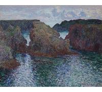 ZHAOSHAN Dipinti Famosi Poster D'epoca Parete Immagine del Muro Rocas en Port Goulphar Belle Île de Claude Monet per L'arredamento del Soggiorno 60x90cm