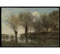 ZHAOSHAN Dipinti Famosi Poster D'epoca Parete Immagine del Muro un estanque en Picardía de Jean Baptiste Camille Corot per la Decorazione Domestica dell'ufficio 60x90cm