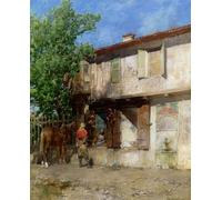 ZHAOSHAN Dipinti Famosi Poster D'epoca Parete Immagine del Muro Visitando al vendedor de cerámica de Alberto Pasini per la Decorazione Domestica dell'ufficio 60x90cm
