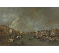 ZHAOSHAN Dipinti Famosi Poster D'epoca Parete Immagine del Muro Vista del Gran Canal desde el Puente de Rialto Después de Francesco Guardi per la Decorazione Domestica dell'ufficio 60x90cm
