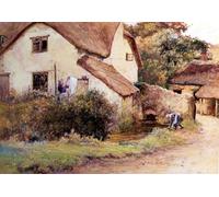 ZHAOSHAN Famoso Quadri Murale Stampe Olio Cabaña en Branscombe por John White per la Decorazione Domestica dell'ufficio 60x90cm
