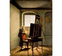 ZHAOSHAN Famoso Quadri Murale Stampe Olio Caspar David Friedrich en Seinem Atelier por Georg Friedrich Kersting per la Decorazione Domestica dell'ufficio 60x90cm
