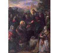 ZHAOSHAN Famoso Quadri Murale Stampe Olio Cristo entregando las llaves a San Pedro con Santa Jacinta de Domenico Robusti Tintoretto per L'arredamento del Soggiorno 60x90cm