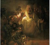 ZHAOSHAN Famoso Quadri Murale Stampe Olio el apóstol Pedro niega a Cristo de Rembrandt Van Rijn per L'arredamento del Soggiorno 60x90cm