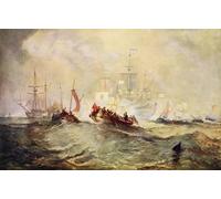 ZHAOSHAN Famoso Quadri Murale Stampe Olio el desembarco de Guillermo de Orange en Torbay por Mallord William Turner per la Decorazione Domestica dell'ufficio 60x90cm
