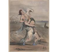 ZHAOSHAN Famoso Quadri Murale Stampe Olio El rapto de Helena de Honoré Daumier per la Decorazione Domestica dell'ufficio 60x90cm