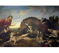 ZHAOSHAN Famoso Quadri Murale Stampe Olio la caza del jabalí de Frans Snyders o Snijders per L'arredamento del Soggiorno 60x90cm