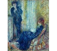 ZHAOSHAN Famoso Quadri Murale Stampe Olio la conversación Rivière y Margot en el rincón de la chimenea de Pierre Auguste Renoir per la Decorazione Domestica dell'ufficio 60x90cm