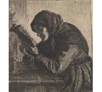 ZHAOSHAN Famoso Quadri Murale Stampe Olio Læsende Gammel Kone de Anna Ancher per L'arredamento del Soggiorno 60x90cm