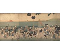 ZHAOSHAN Famoso Quadri Murale Stampe Olio Niños jugando una procesión Daimyo por Utagawa Kuniyoshi per la Decorazione Domestica dell'ufficio 60x90cm