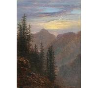ZHAOSHAN Famoso Quadri Murale Stampe Olio Paisaje de montaña al anochecer de Carl Gustav Carus per la Decorazione Domestica dell'ufficio 60x90cm