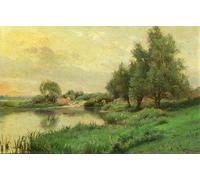 ZHAOSHAN Famoso Quadri Murale Stampe Olio Pecheur Au Bord De La Riviére Alfred per la Decorazione Domestica dell'ufficio 60x90cm