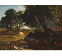 ZHAOSHAN Famoso Stampa Artistica Poster Stampa Bosque de Fontainebleau de Jean Baptiste Camille Corot per L'arredamento del Soggiorno 60x90cm