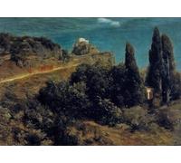ZHAOSHAN Famoso Stampa Artistica Poster Stampa Castillo de montaña en retirada de Arnold Böcklin per la Decorazione Domestica dell'ufficio 60x90cm
