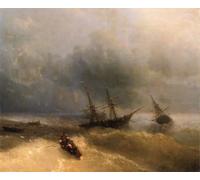ZHAOSHAN Famoso Stampa Artistica Poster Stampa el naufragio de Ivan Constantinovich Ayvazovsky per L'arredamento del Soggiorno 60x90cm