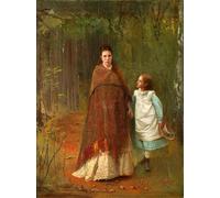ZHAOSHAN Famoso Stampa Artistica Poster Stampa en el parque Retrato de la esposa y la hija del artista Ivan Nikolayevich Kramskoi per L'arredamento del Soggiorno 60x90cm