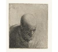 ZHAOSHAN Famoso Stampa Artistica Poster Stampa Hombre calvo con la boca abierta, mirando hacia abajo: busto de Rembrandt Van Rijn per L'arredamento del Soggiorno 60x90cm