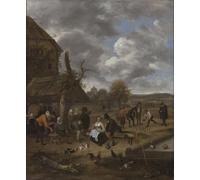 ZHAOSHAN Famoso Stampa Artistica Poster Stampa Paisaje con posada de Jan Havickszoon Steen per L'arredamento del Soggiorno 60x90cm