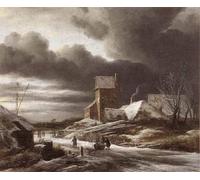 ZHAOSHAN Famoso Stampa Artistica Poster Stampa Paisaje de invierno Jacob Van Ruisdael per la Decorazione Domestica dell'ufficio 60x90cm